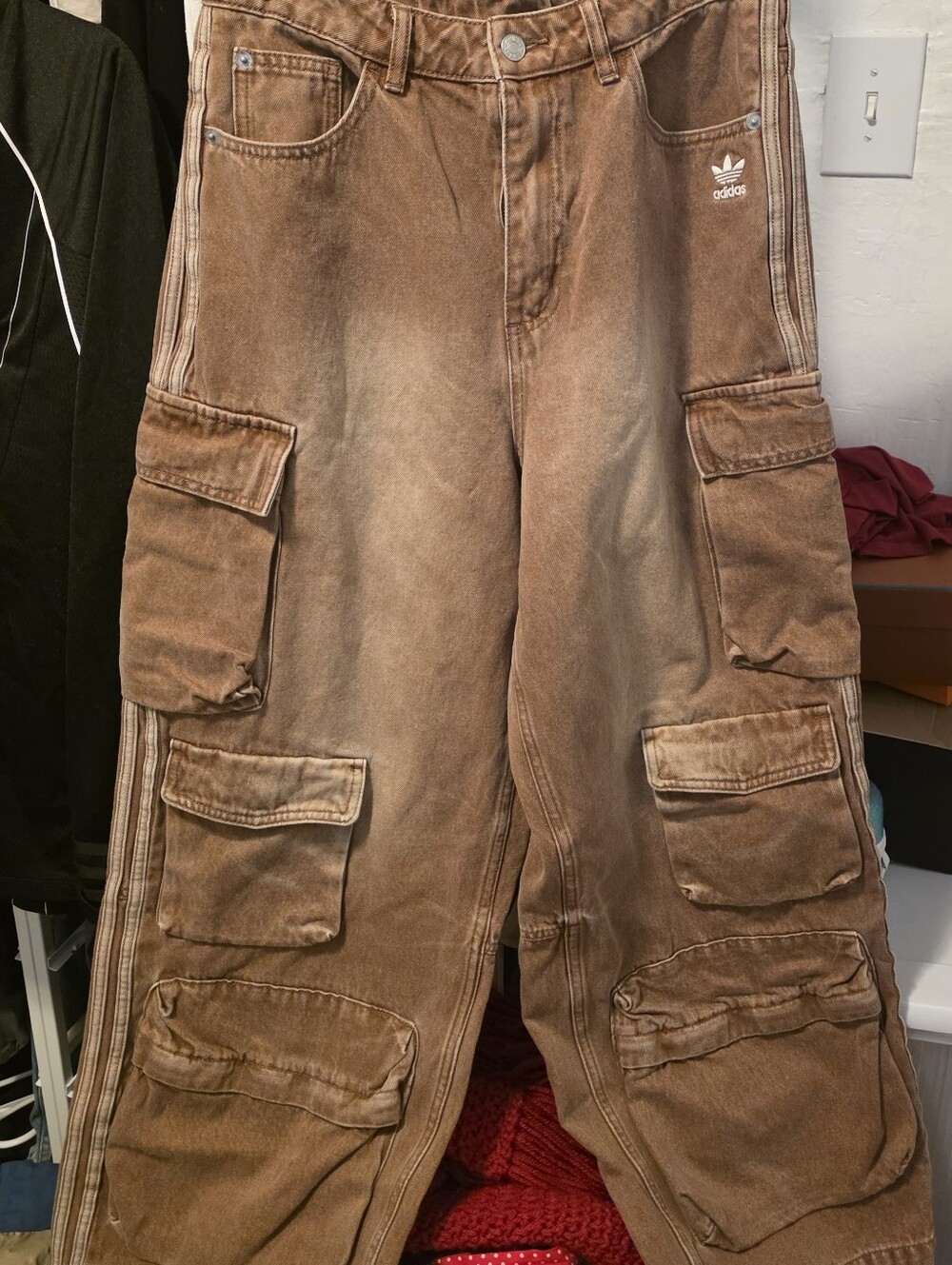 Adidas Originals Team Adidas Multicargo denim pants washed brown Size 32